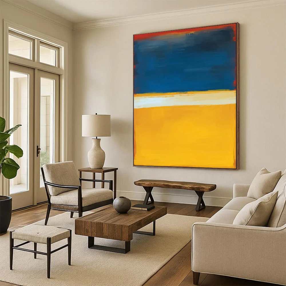 Blue Original Bold Abstract Wall Art 4Q3N2